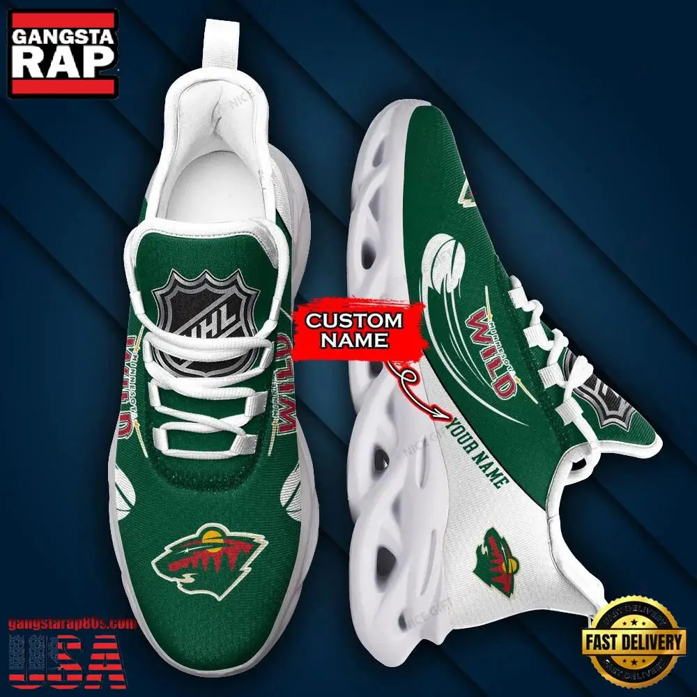 National Hockey League Custom Name Minnesota Wild Team Sport Air Max Shoes Air Cushion Sneakers National Hockey League Custom Name Minnesota Wild Team Sport Air Max Shoes Air Cushion Sneakers - Image 1