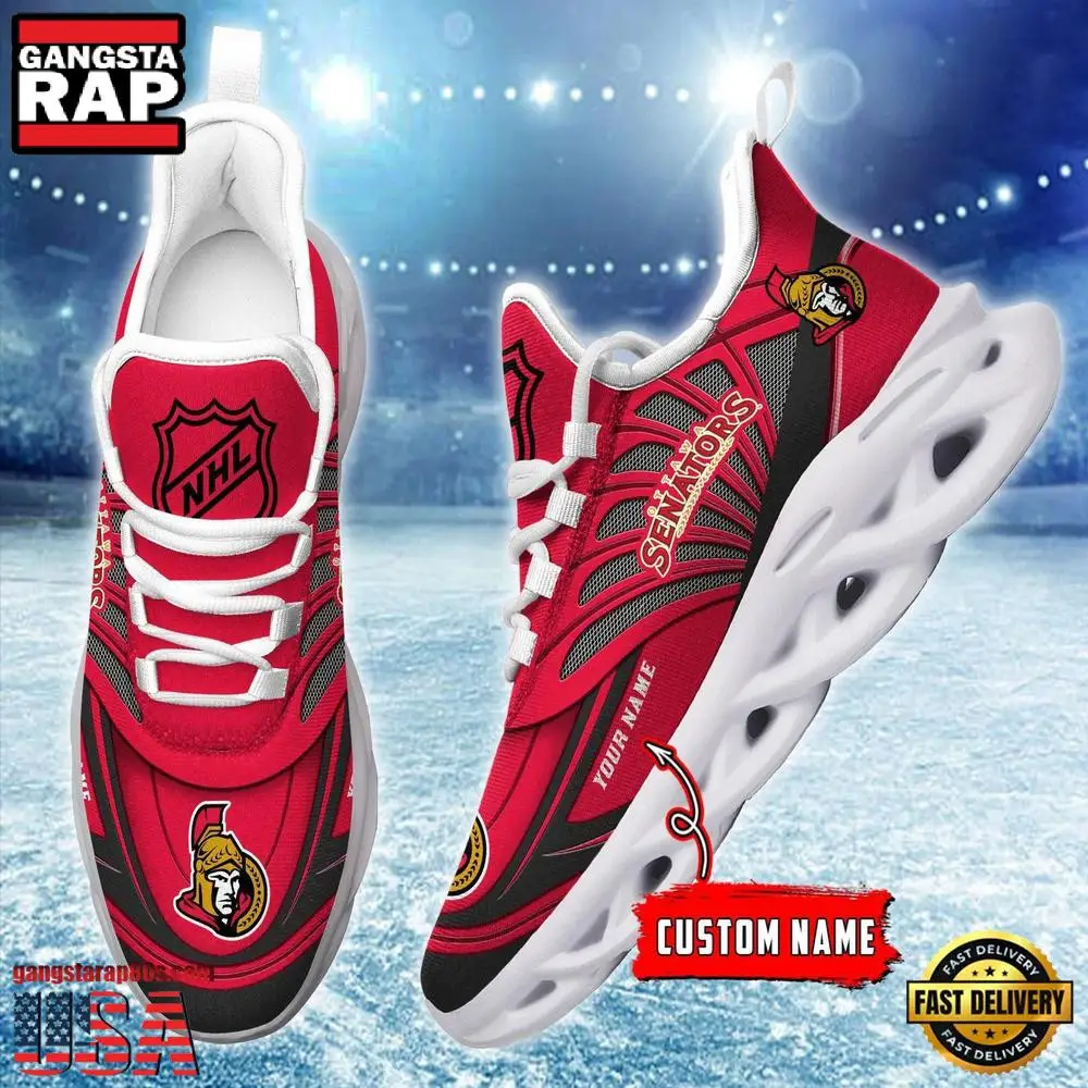 National Hockey League Custom Name Ottawa Senators Team Logo Air Max Shoes Air Cushion Sneakers National Hockey League Custom Name Ottawa Senators Team Logo Air Max Shoes Air Cushion Sneakers - Image 1
