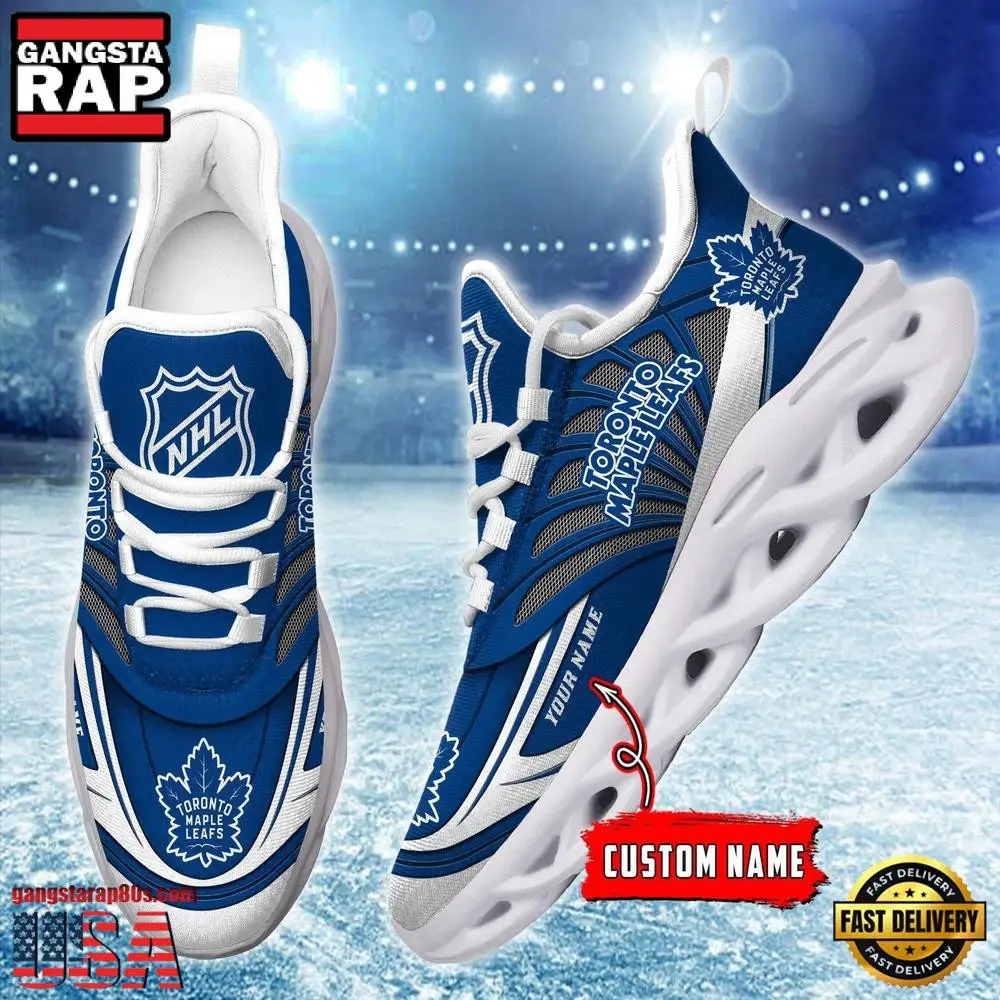 National Hockey League Custom Name Toronto Maple Leafs Team Logo Air Max Shoes Air Cushion Sneakers