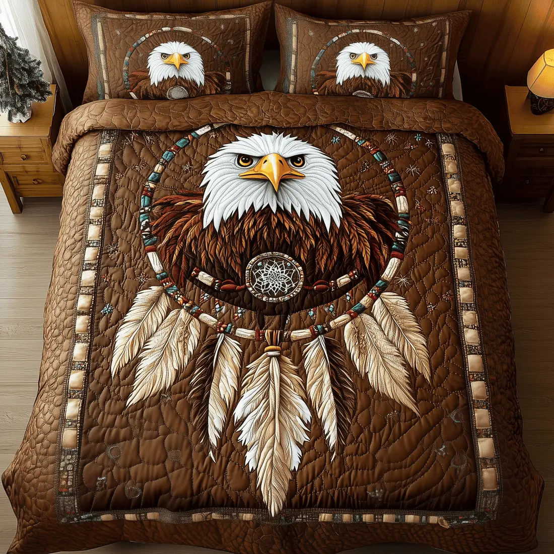 Native American Bald Eagle Quilted Bedding Set Dreamcatcher Duvet Covers Cool Gifts For Dad Native American Bald Eagle Quilted Bedding Set Dreamcatcher Duvet Covers Cool Gifts For Dad - Image 1