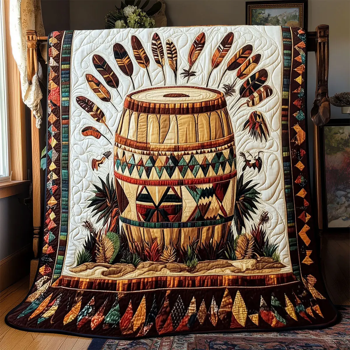 Native American Drum Quilt Blankets Mothers Day Gift For New Mother