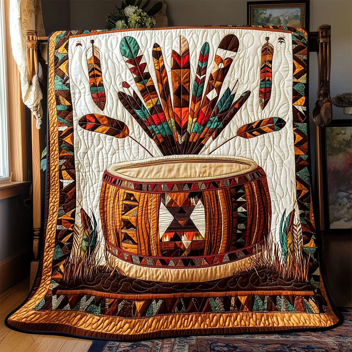 Native American Drum Quilt Blankets Special Birthday Gifts For Grandma