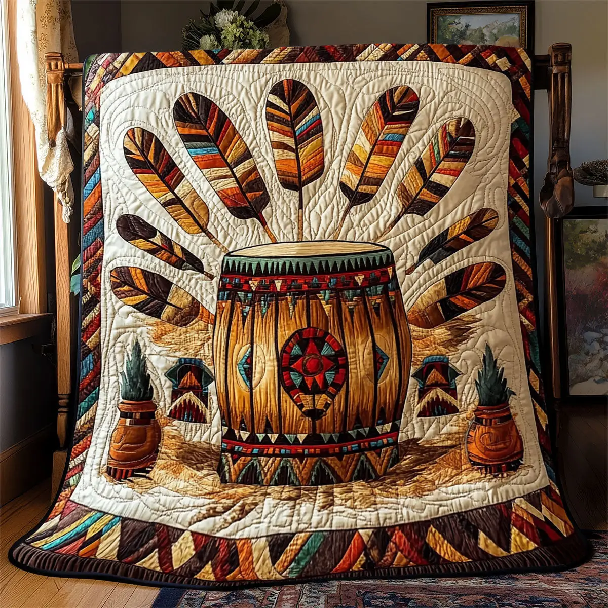 Native American Drum Quilt Blankets Special Mothers Day Gift