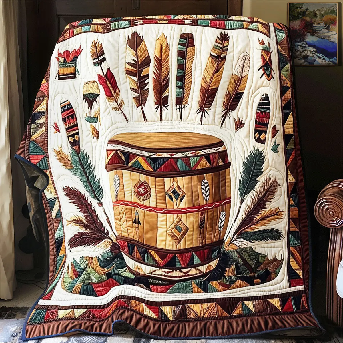 Native American Drum Quilt Blankets Throws And Blankets Fathers Day Gifts Special