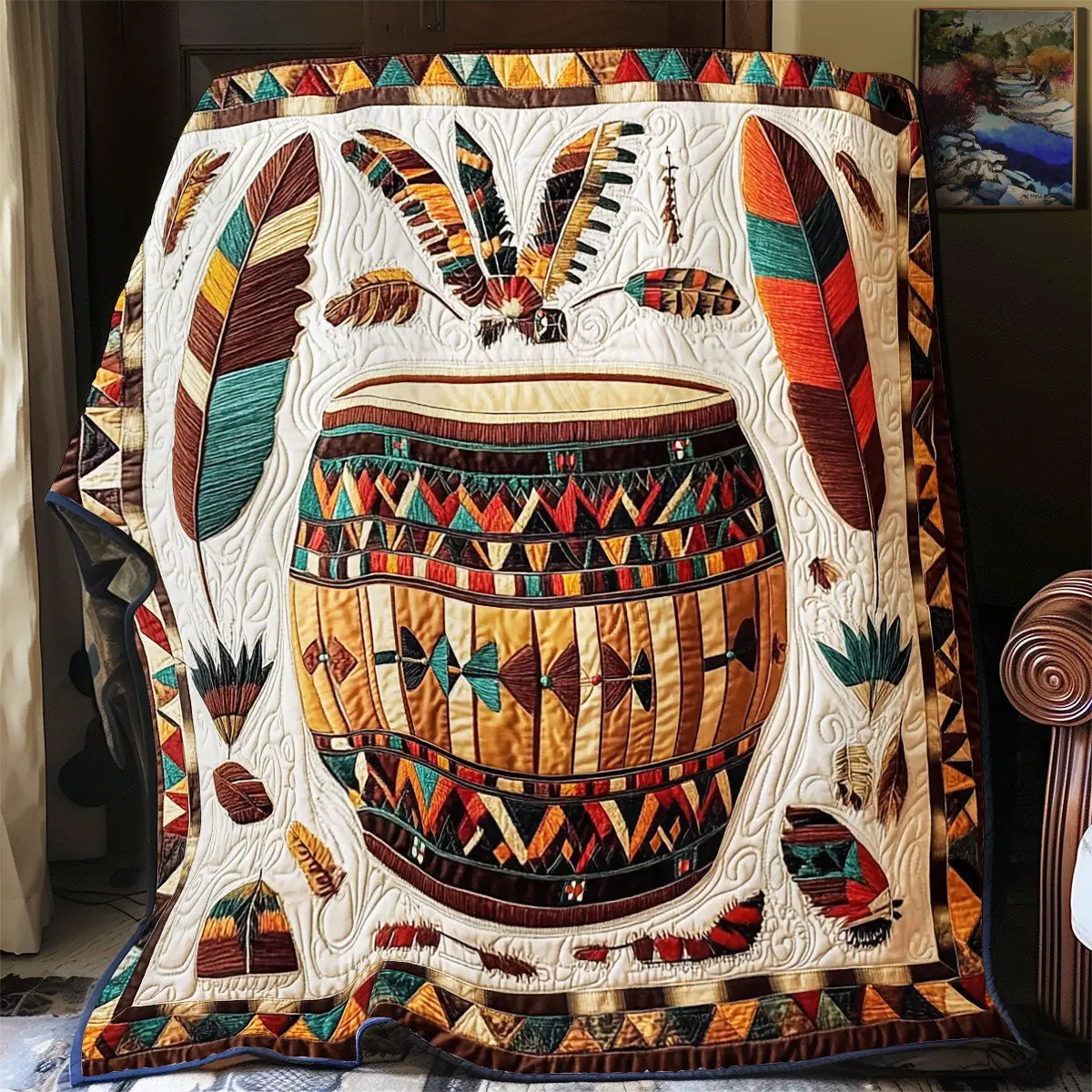 Native American Drum Quilt Blankets Throws And Blankets Special Birthday Gifts For Dad