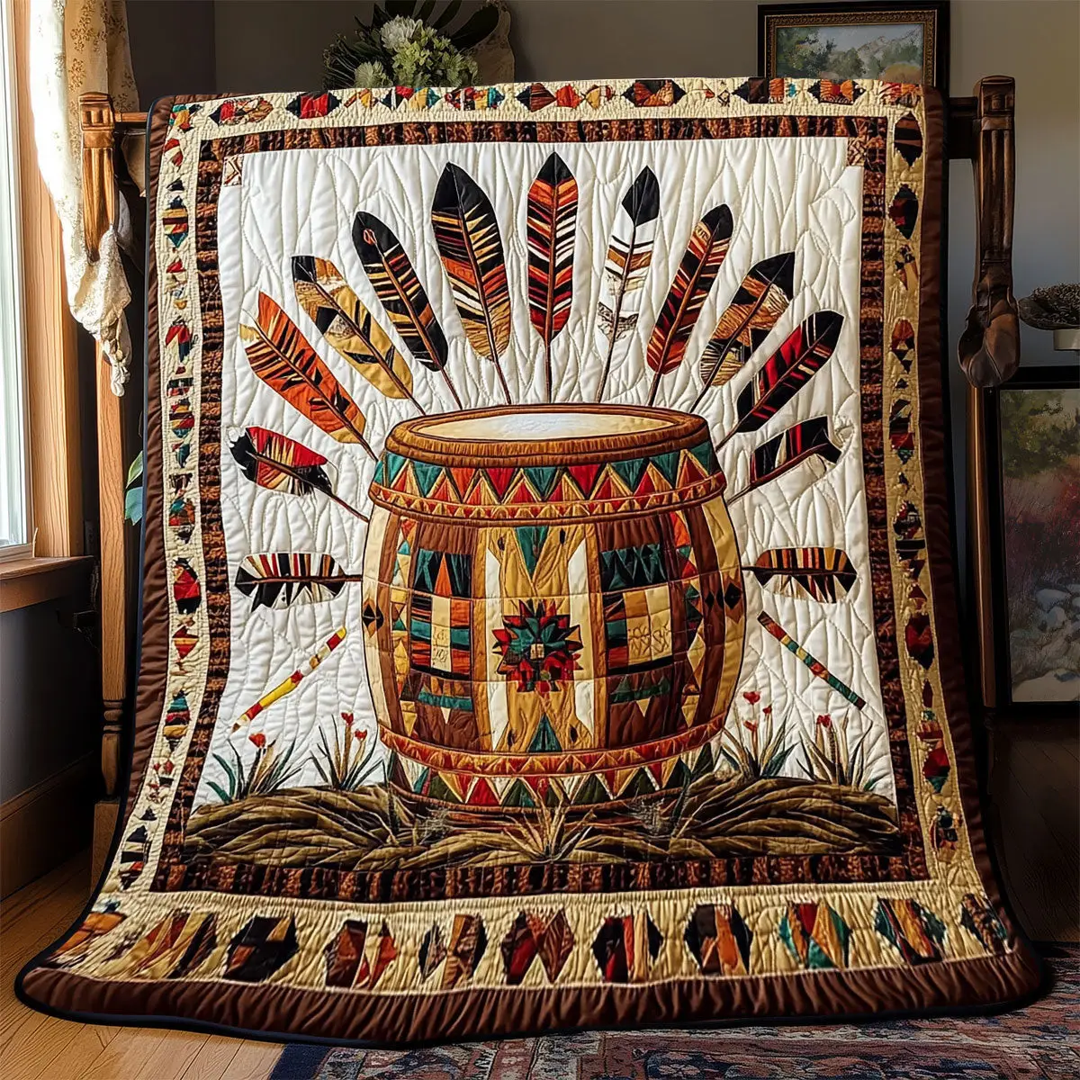 Native American Drum Quilt Blankets Throws And Blankets Special Fathers Day Presents