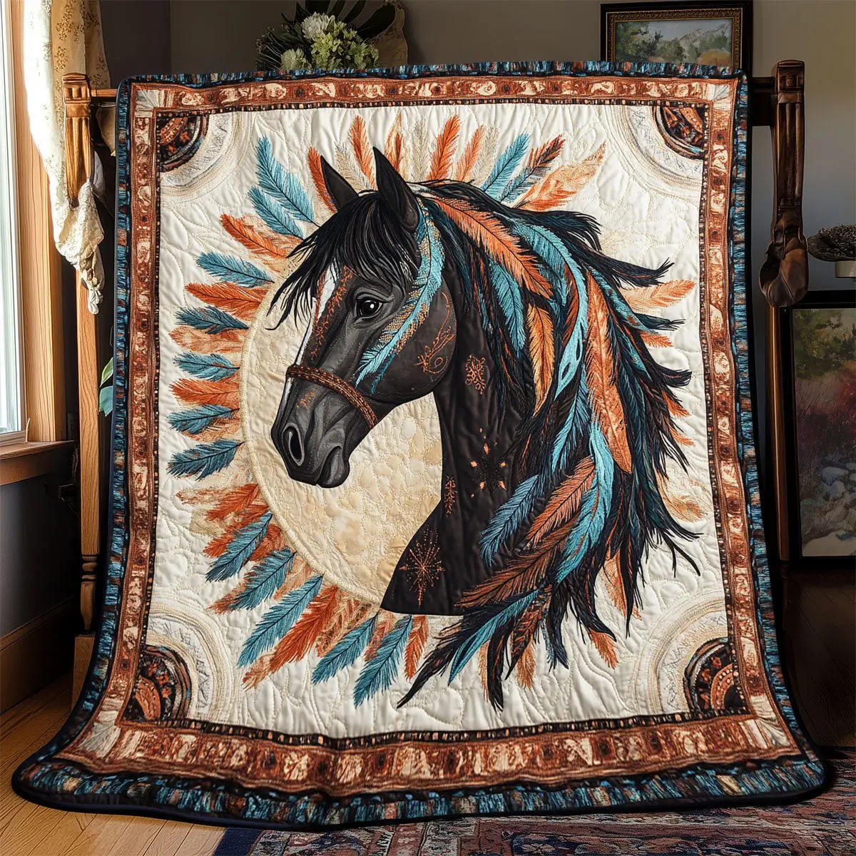 Native American Horse Quilted Throw Blankets Mother's Day Gifts For Daughter