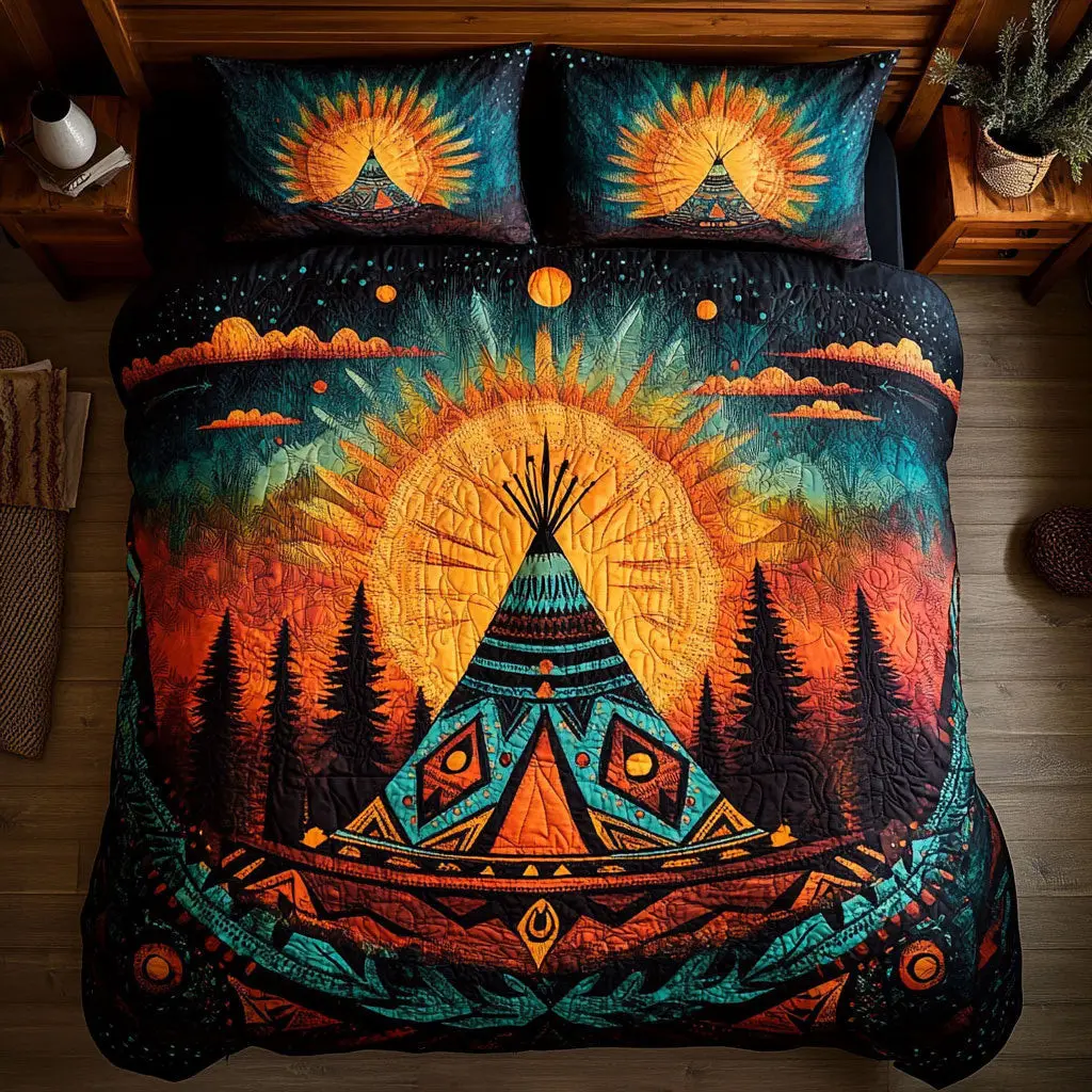 Native American Spirit Of The Sunset Plains Quilted Bedding Set Duvet Cover Bedspread Presents Ideas