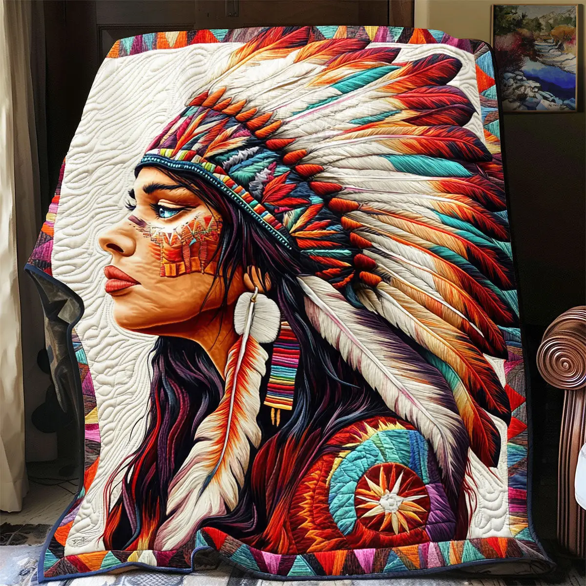 Native American Woman Quilt Blankets Throws And Blankets First Mothers Day Gift For My Daughter