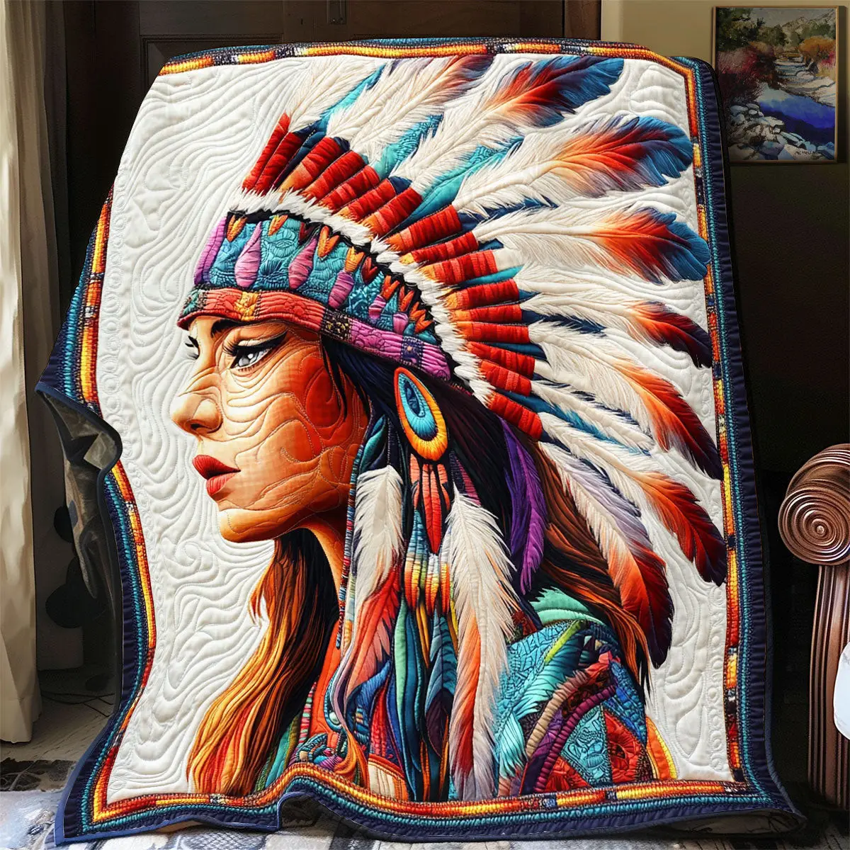 Native American Woman Quilt Blankets Throws And Blankets Mothers Day Gift For My Daughter