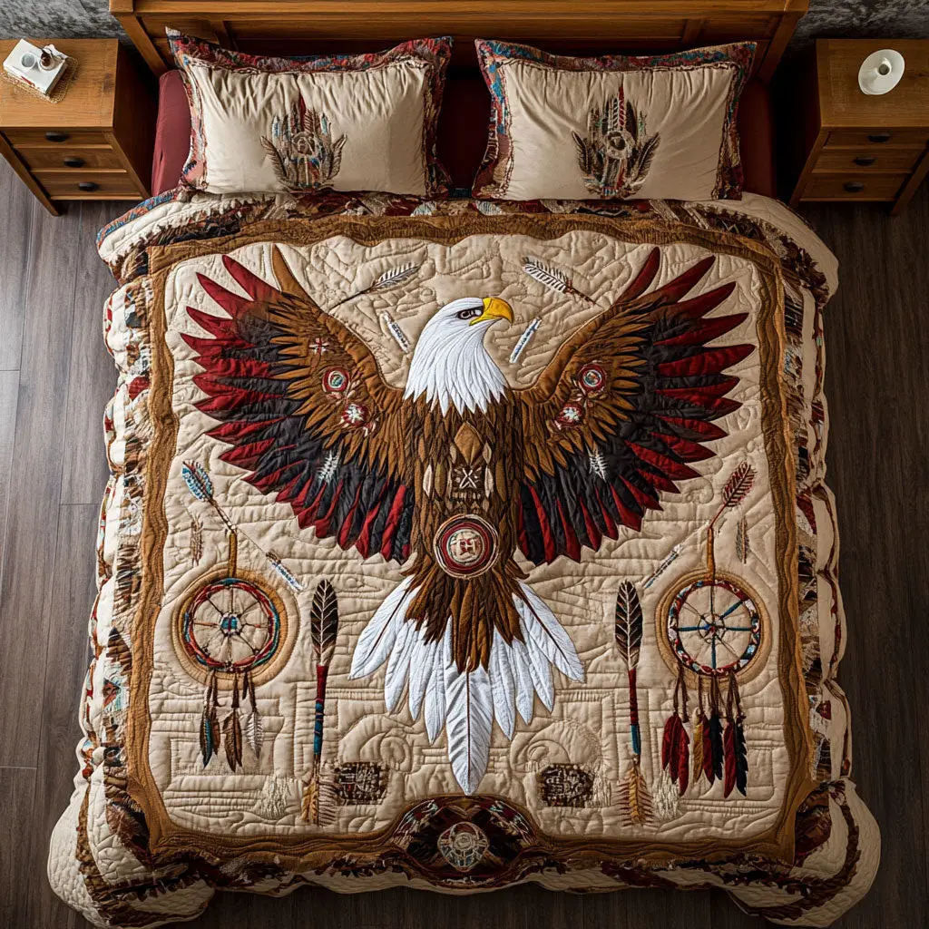 Native Eagle Quilted Bedding Set Duvet Cover Bedspread  Bedroom Decor For Parents