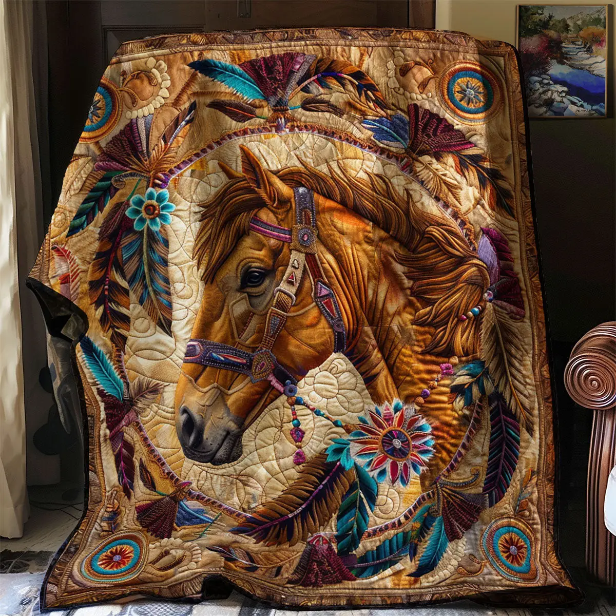 Native Horse Quilt Best Throw Blanket Birthday Presents For Mum