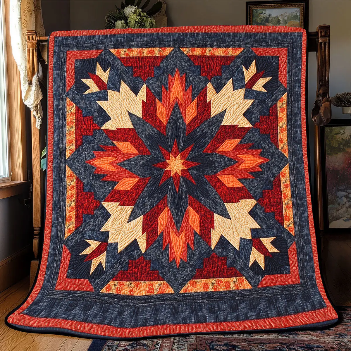 Native Star Quilt Blankets Couch Blanket Father's Day Gifts For Son In Law Native Star Quilt Blankets Couch Blanket Father's Day Gifts For Son In Law - Image 1