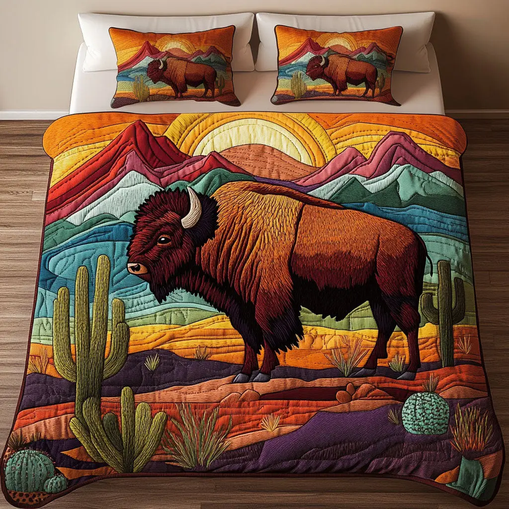 Nature Guardian Quilted Bedding Set Bedroom Decor Ideas Gifts For Bison Lovers
