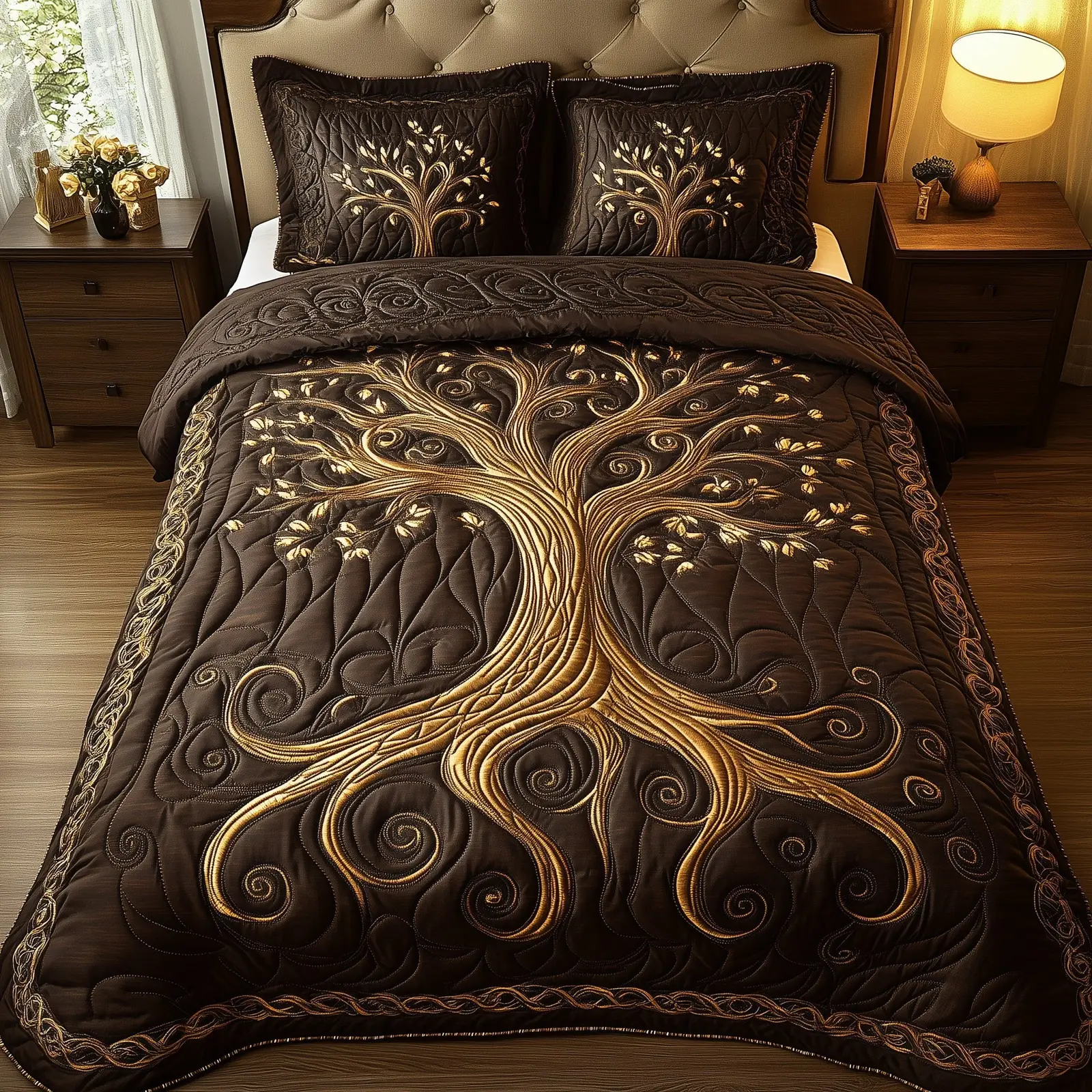 Nature Harmony Quilted Bedding Set Bedr Decoration Christmas Tree Of Life Gifts Nature Harmony Quilted Bedding Set Bedr Decoration Christmas Tree Of Life Gifts - Image 1