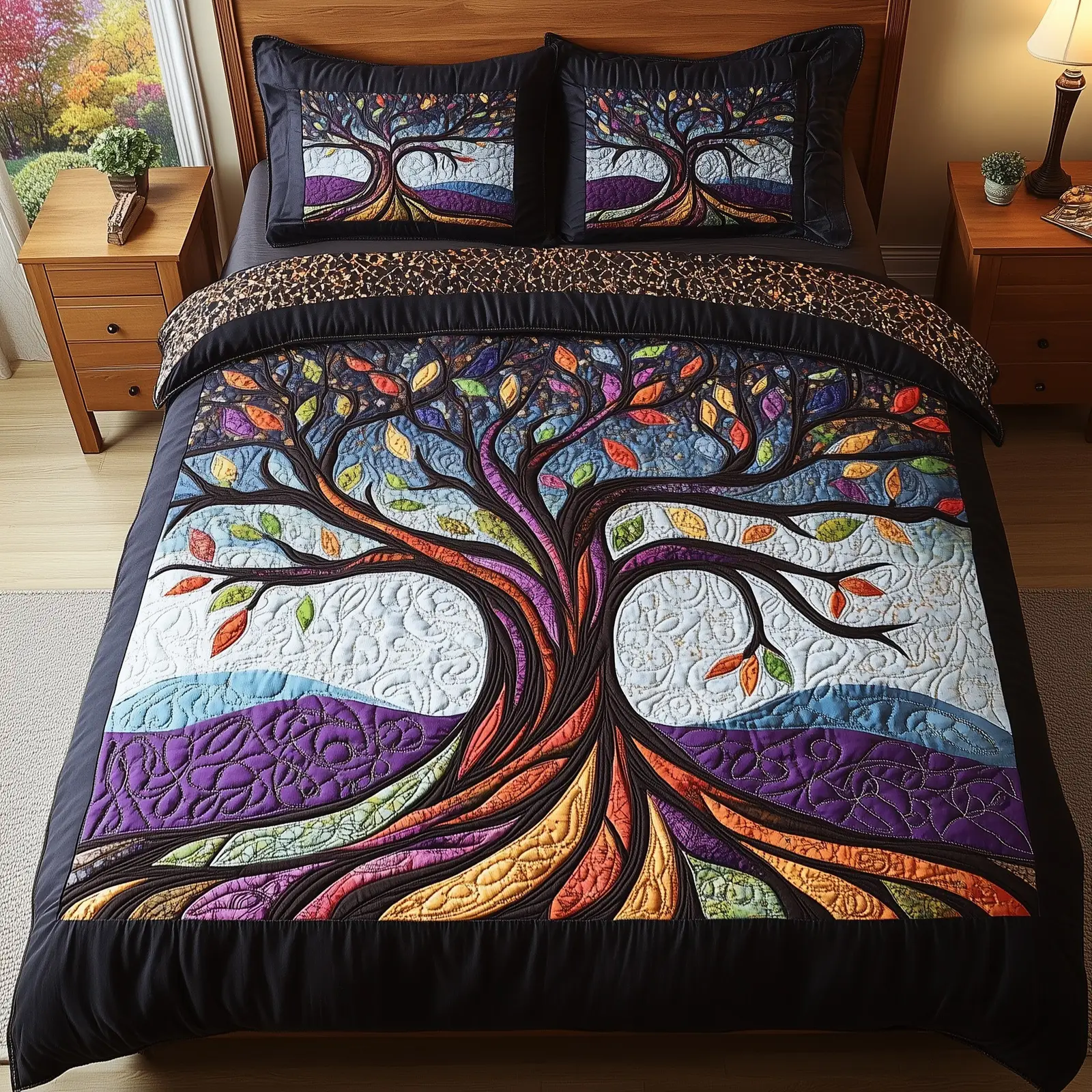 Nature Harmony Quilted Bedding Set Bedspread Christmas Tree Of Life Gifts For Her Nature Harmony Quilted Bedding Set Bedspread Christmas Tree Of Life Gifts For Her - Image 1