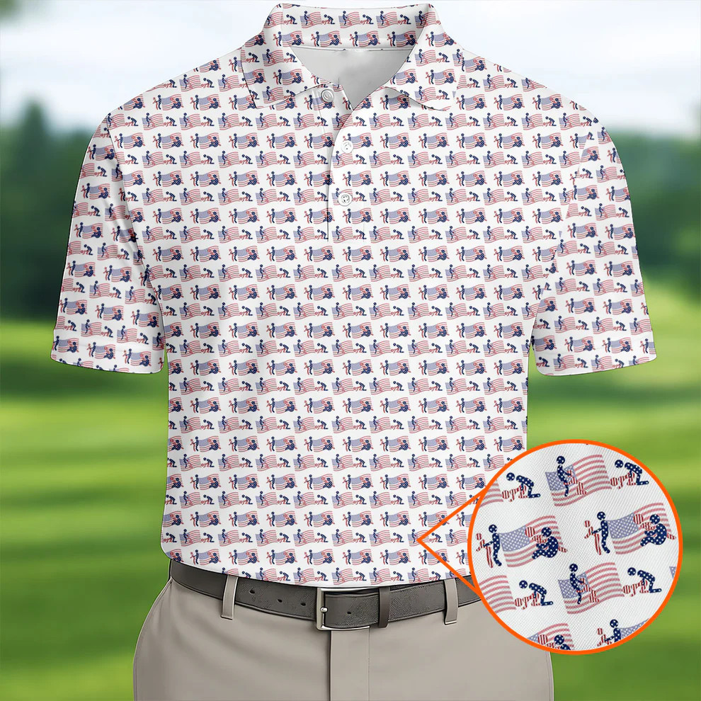 Naughty Position American Flag Polo Golf Shirts 250th Anniversary Golf Shirts For Men