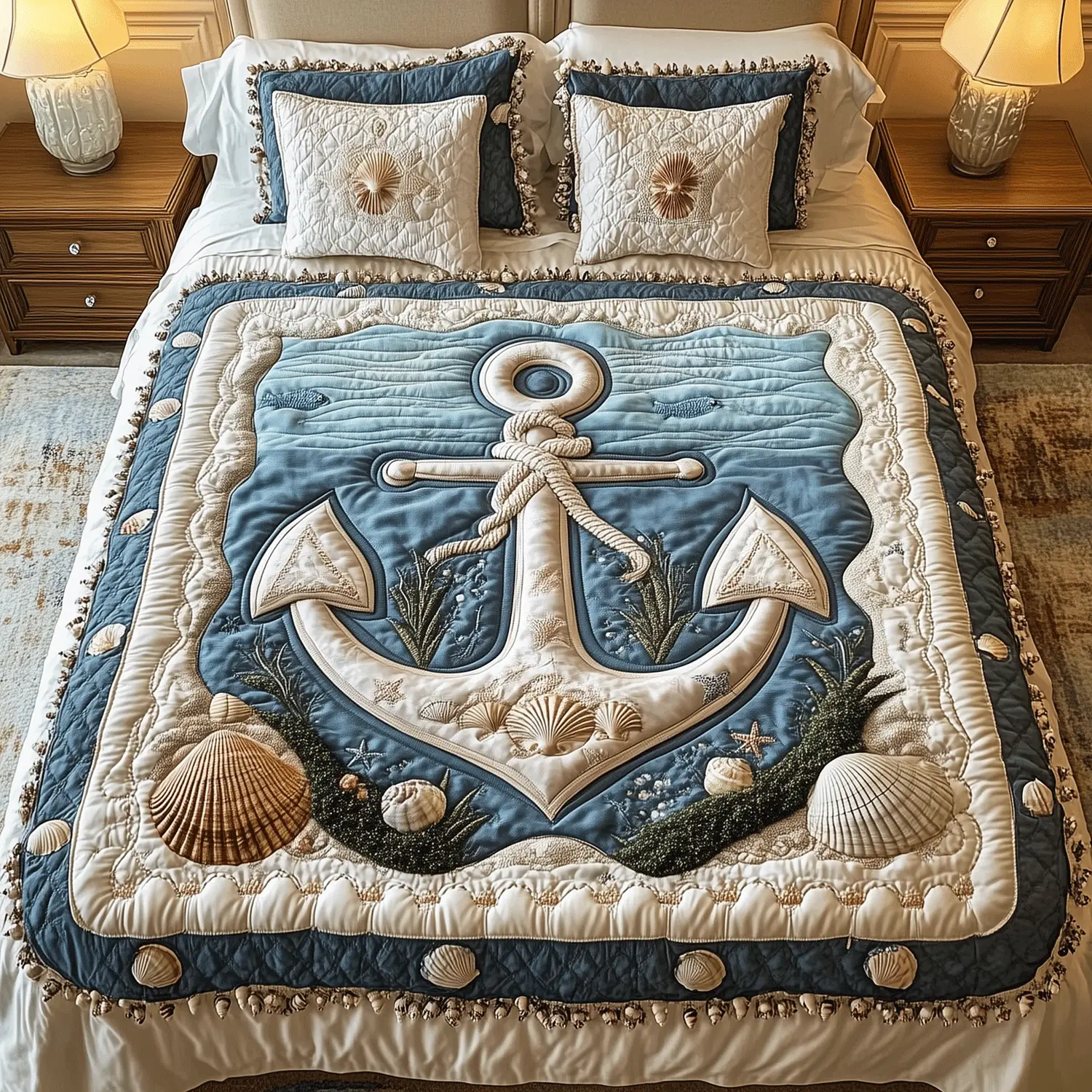 Nautical Bliss Quilted Bedding Set Comfy Bedding Set That Adds Style and Warmth Nautical Bliss Quilted Bedding Set Comfy Bedding Set That Adds Style and Warmth - Image 1