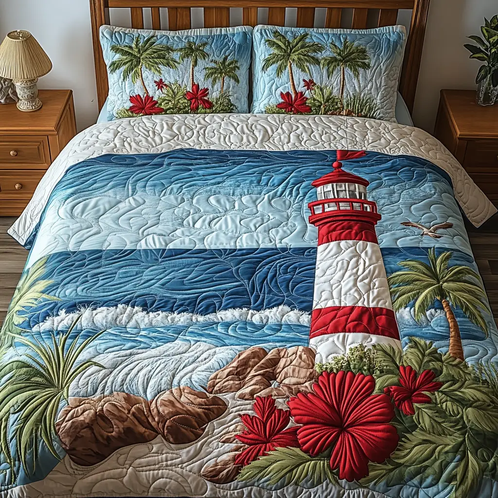 Nautical Charm Quilted Bedding Set Premium Duvet Cover Gift Set for Mom or Grandma