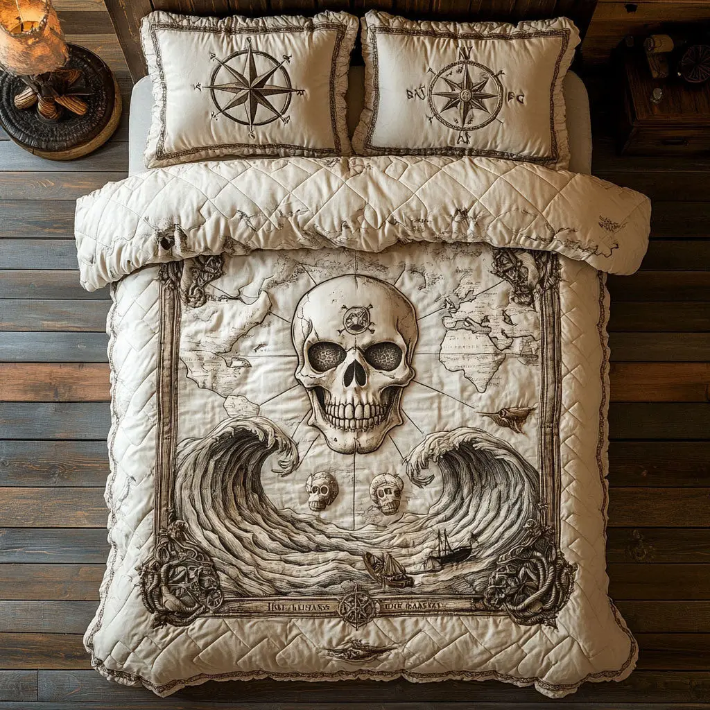 Nautical Curse Quilted Bedding Set Duvet Cover Bedspread Bedroom Decor Presents