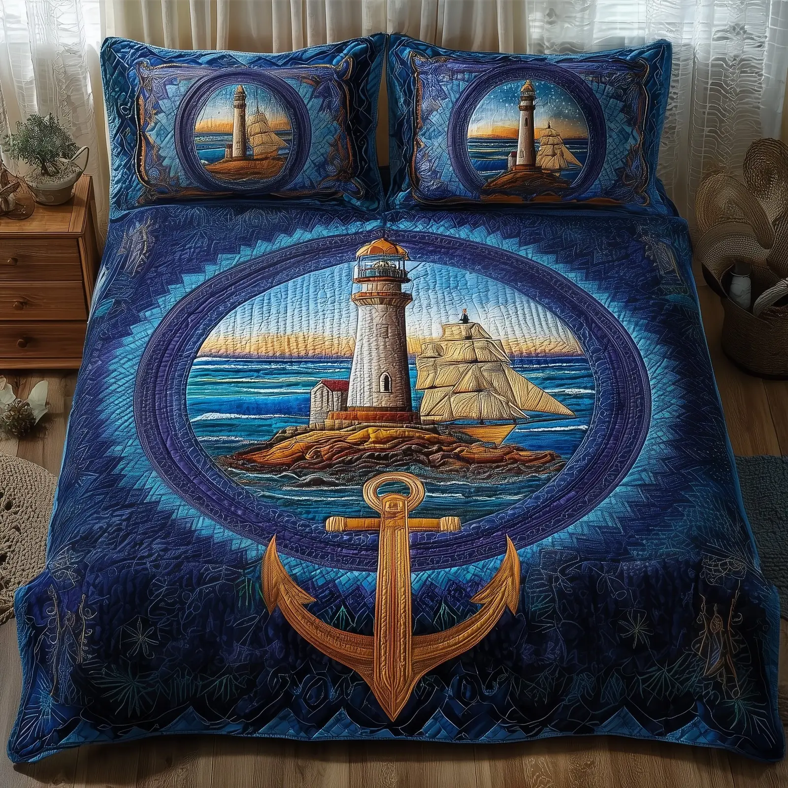 Nautical Quilted Bedding Set For Kids