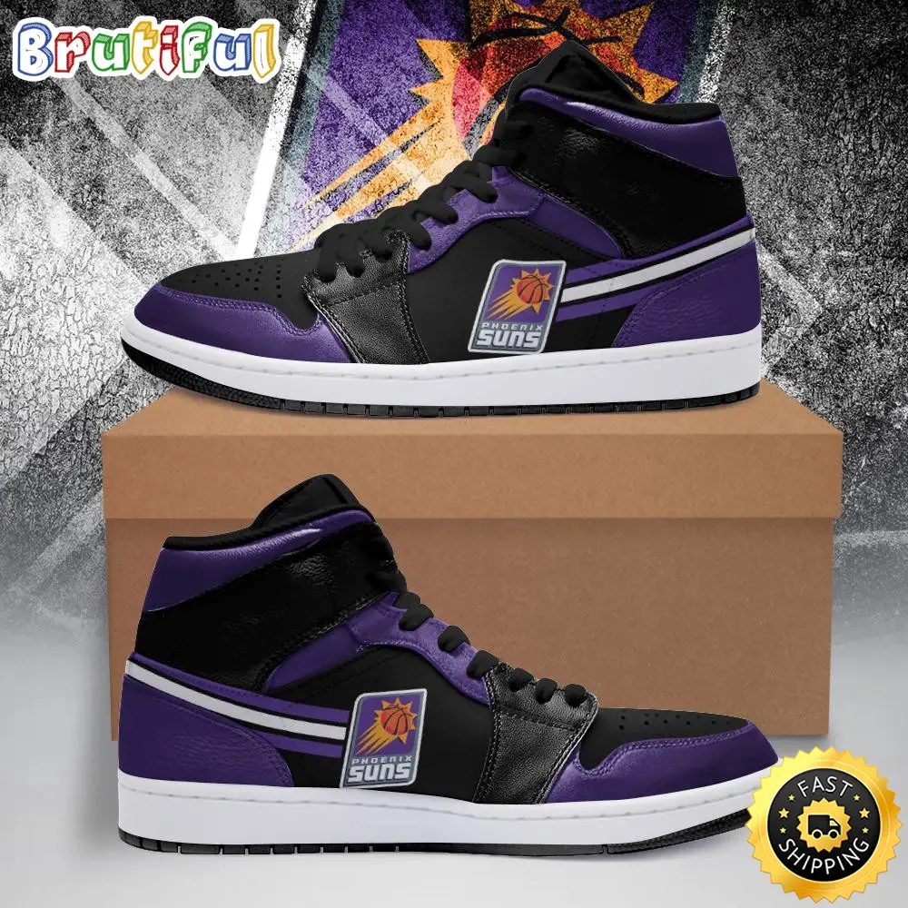 NBA Phoenix Suns Purple Black Air Jordan 1 High Sneakers NBA Phoenix Suns Purple Black Air Jordan 1 High Sneakers - Image 1