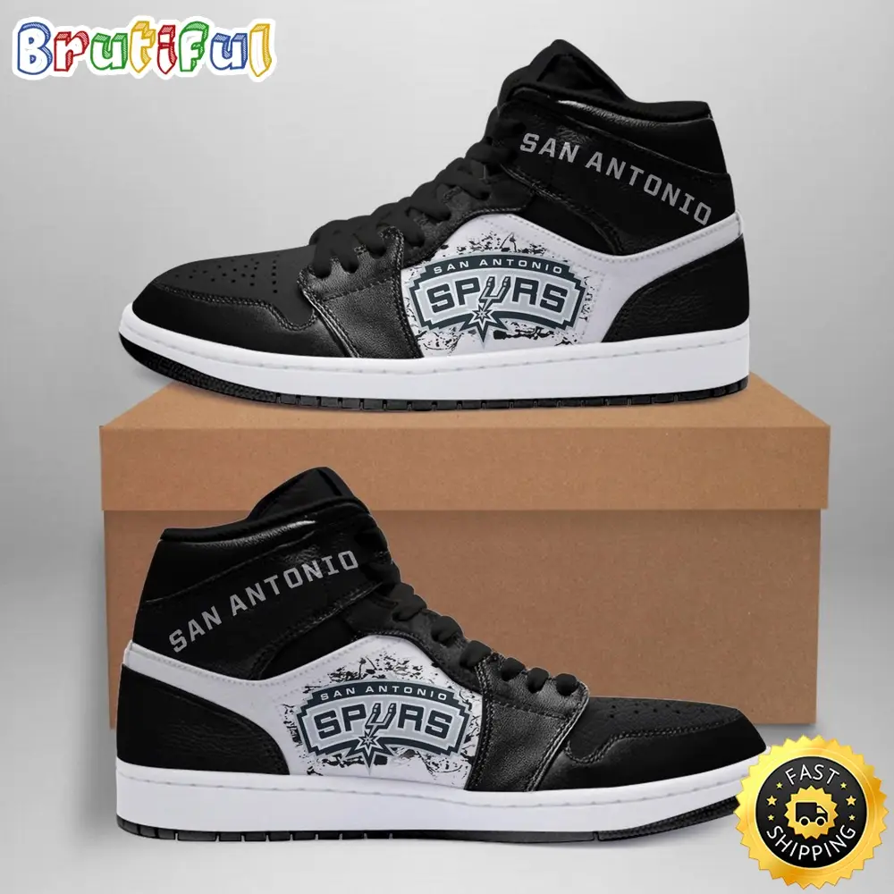 NBA San Antonio Spurs Black White Air Jordan 1 High Sneakers