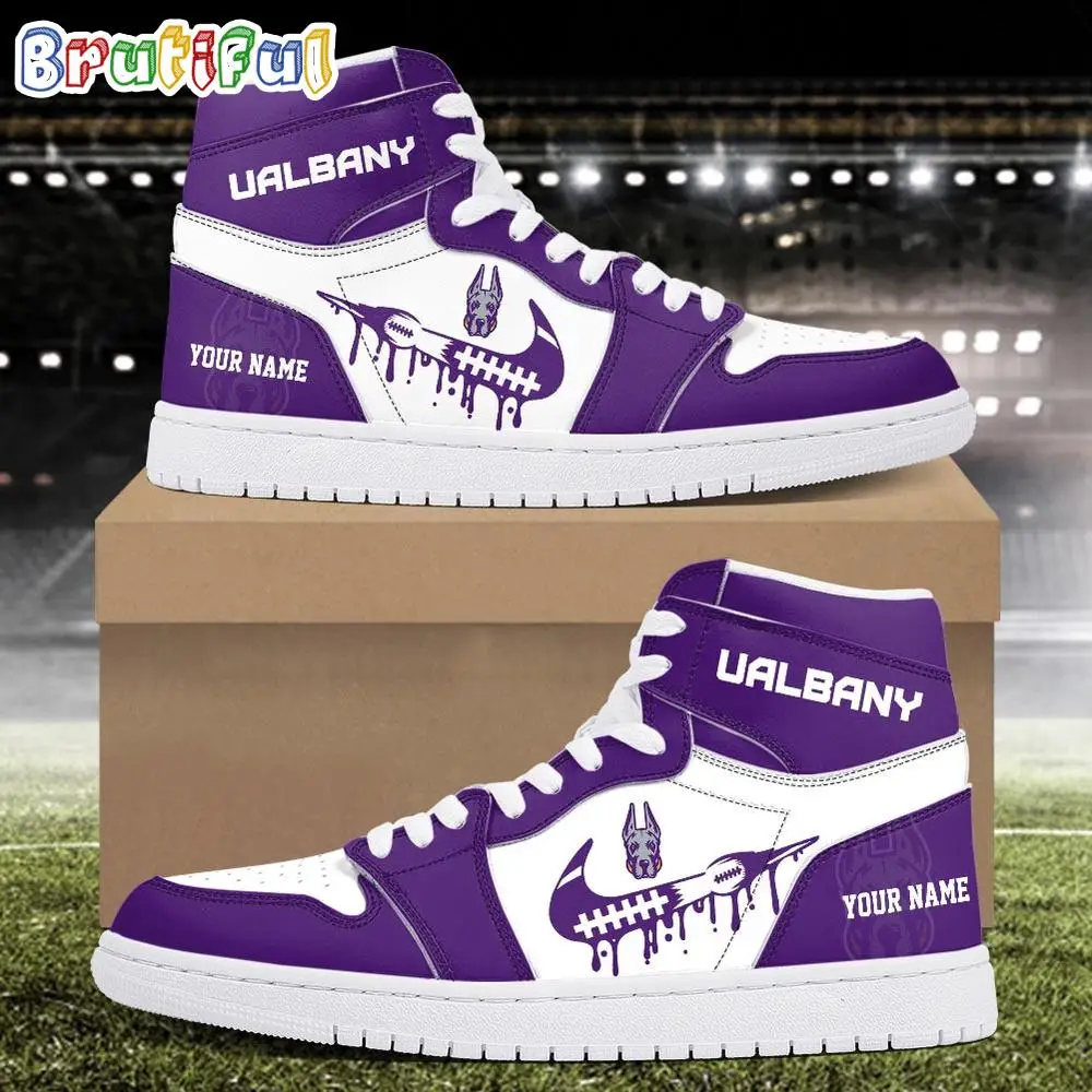 NCAA Albany Great Danes Sport Team Personalized Air Jordan 1 Hightop Shoes NCAA Albany Great Danes Sport Team Personalized Air Jordan 1 Hightop Shoes - Image 1
