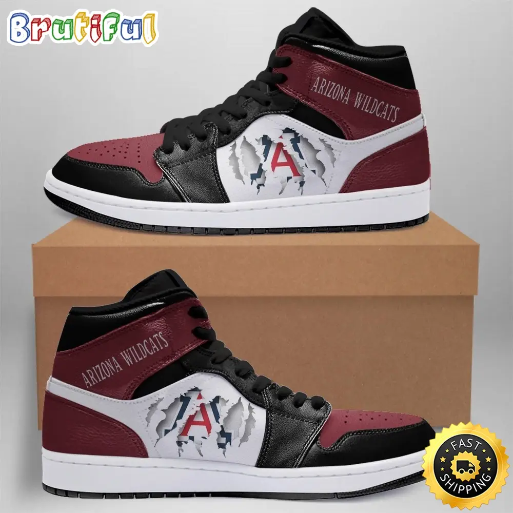 NCAA Arizona Wildcats Red White Scratch Air Jordan 1 High Sneakers NCAA Arizona Wildcats Red White Scratch Air Jordan 1 High Sneakers - Image 1