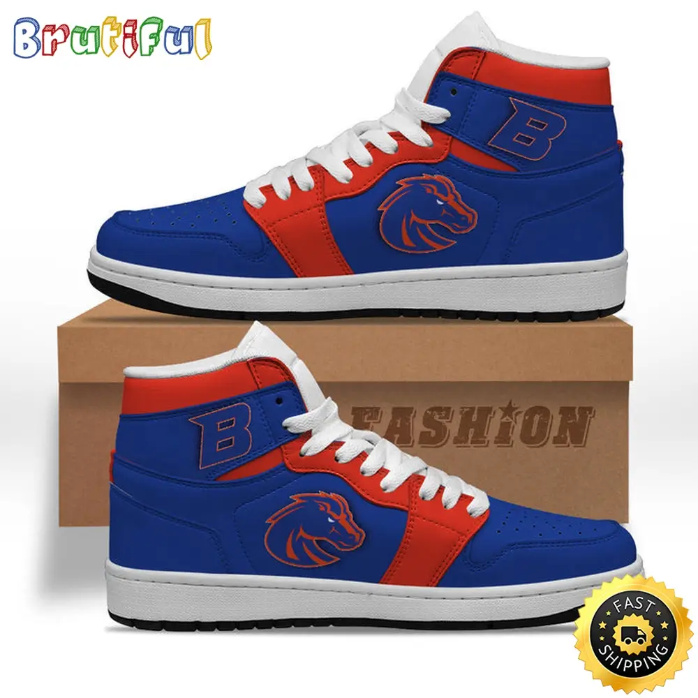 NCAA Boise State Broncos Blue Orange Air Jordan 1 High Sneakers NCAA Boise State Broncos Blue Orange Air Jordan 1 High Sneakers - Image 1