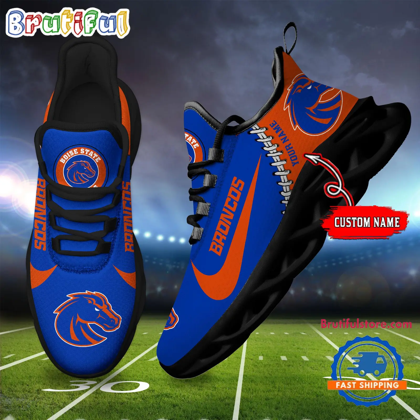 NCAA Boise State Broncos New Season Design Max Soul Shoes Sport Sneaker NCAA Boise State Broncos New Season Design Max Soul Shoes Sport Sneaker - Image 1