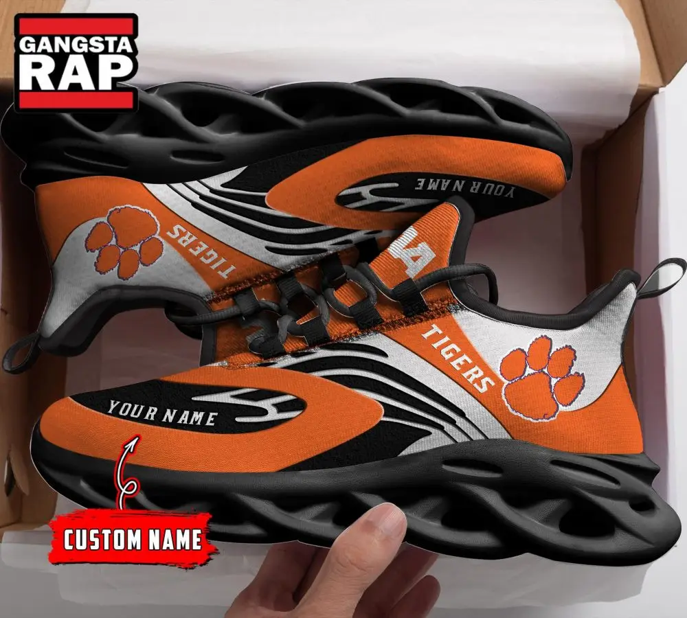 NCAA Clemson Tigers Sport Logo Team Custom Name Air Max Shoes Air Cushion Sneakers NCAA Clemson Tigers Sport Logo Team Custom Name Air Max Shoes Air Cushion Sneakers - Image 1