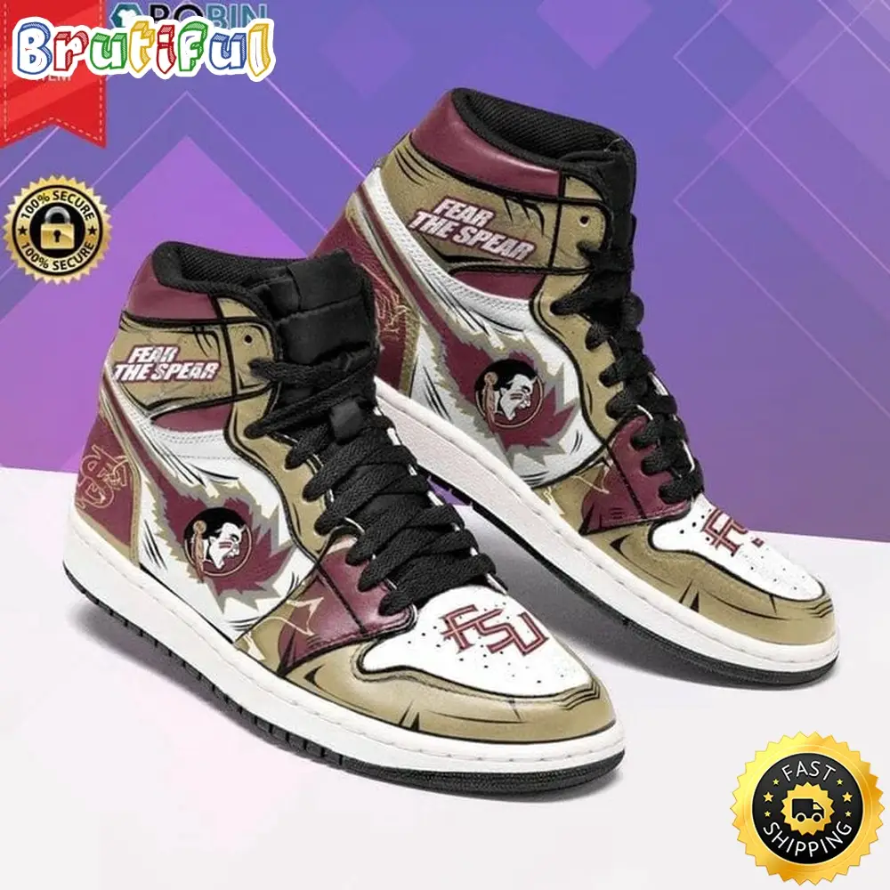 NCAA Florida State Seminoles Gold Garnet Air Jordan 1 High Sneakers NCAA Florida State Seminoles Gold Garnet Air Jordan 1 High Sneakers - Image 1