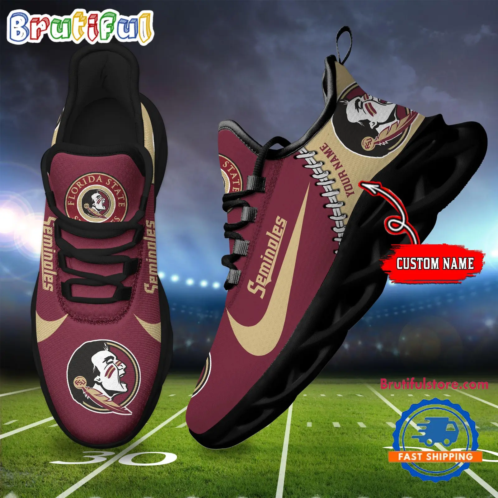 NCAA Florida State Seminoles New Season Design Max Soul Shoes Sport Sneaker NCAA Florida State Seminoles New Season Design Max Soul Shoes Sport Sneaker - Image 1
