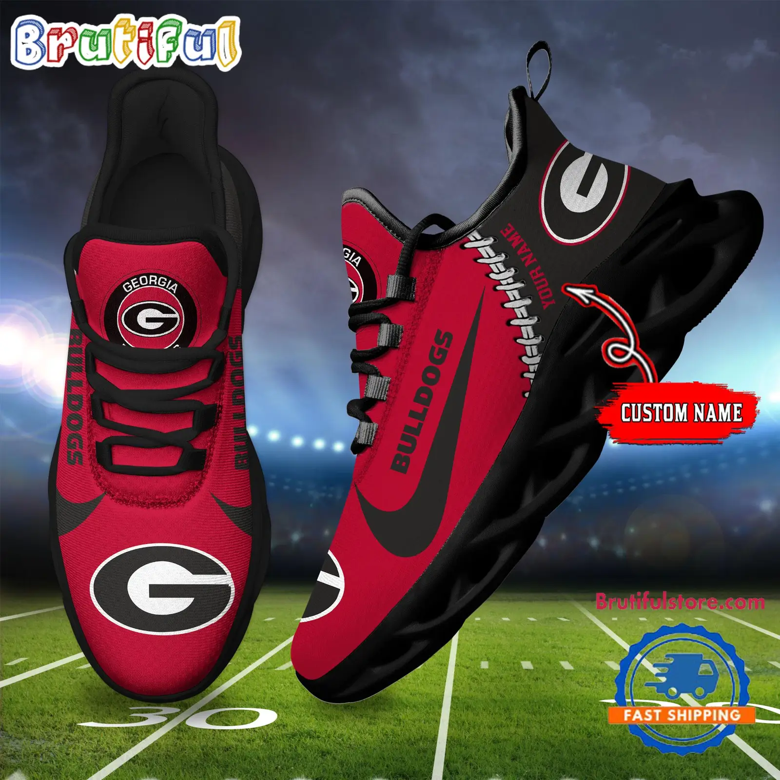NCAA Georgia Bulldogs New Season Design Max Soul Shoes Sport Sneaker NCAA Georgia Bulldogs New Season Design Max Soul Shoes Sport Sneaker - Image 1