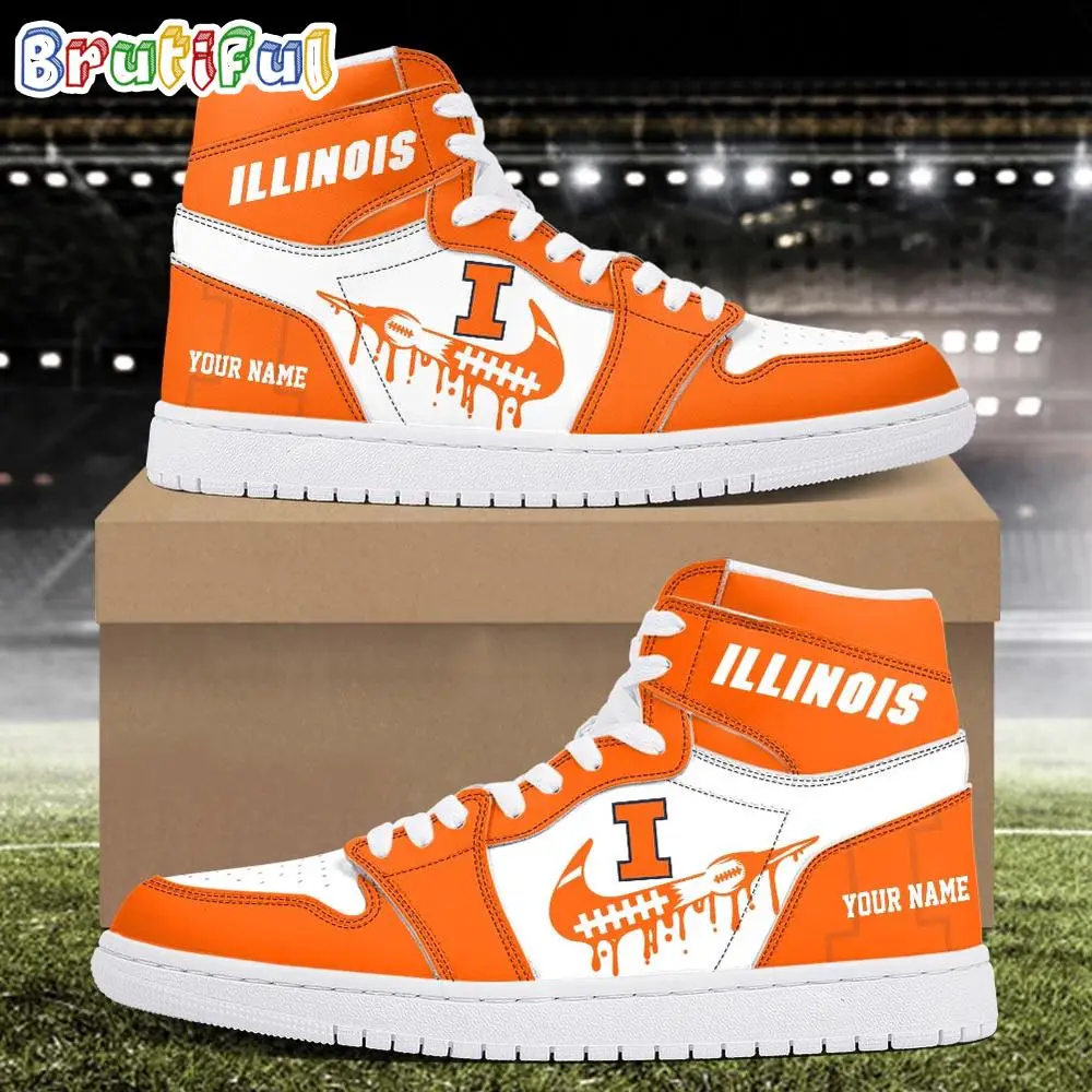 NCAA Illinois Fighting Illini Sport Team Personalized Air Jordan 1 Hightop Shoes NCAA Illinois Fighting Illini Sport Team Personalized Air Jordan 1 Hightop Shoes - Image 1