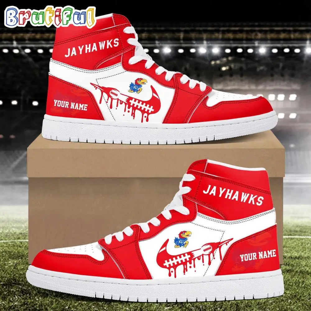 NCAA Kansas Jayhawks Sport Team Personalized Air Jordan 1 Hightop Shoes NCAA Kansas Jayhawks Sport Team Personalized Air Jordan 1 Hightop Shoes - Image 1