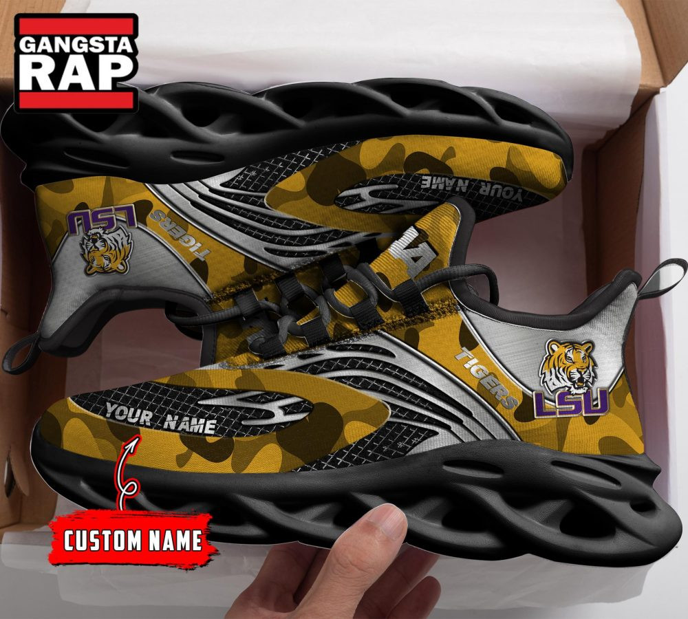 NCAA LSU Tigers Sport Logo Team Custom Name Air Max Shoes Air Cushion Sneakers