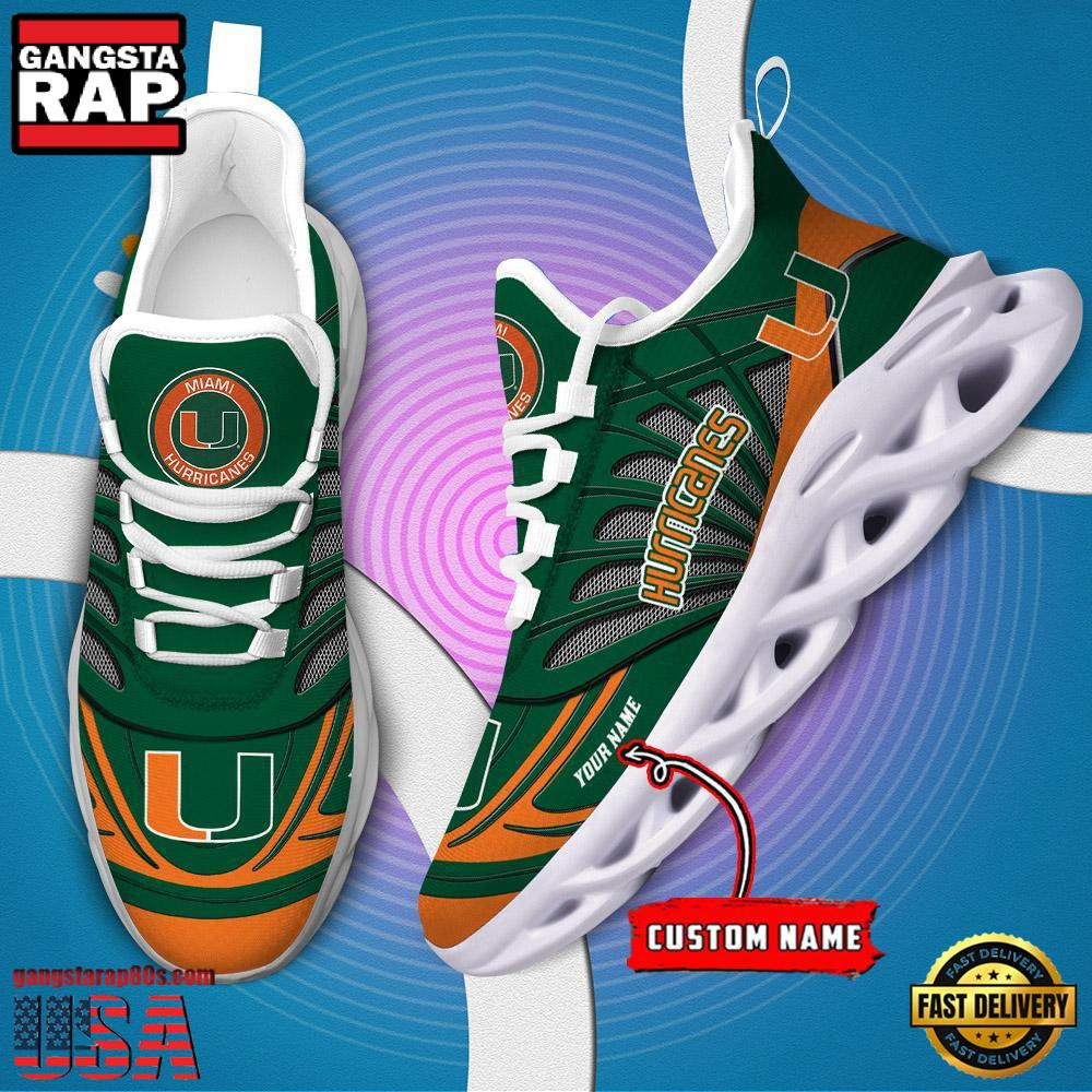 NCAA Miami Hurricanes Custom Name Air Max Shoes Air Cushion Sneakers