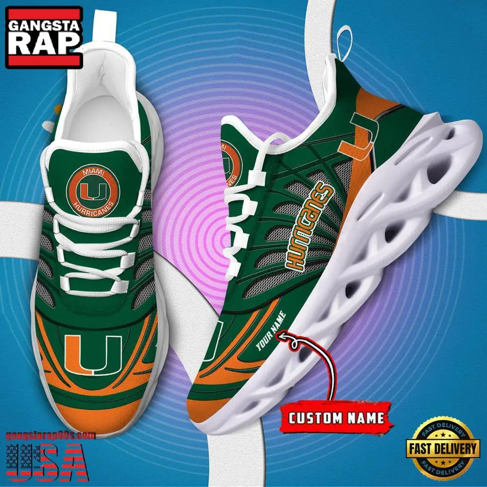 NCAA Miami Hurricanes Custom Name Air Max Shoes Air Cushion Sneakers