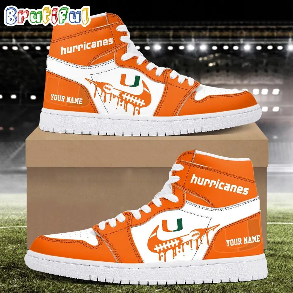NCAA Miami Hurricanes Sport Team Personalized Air Jordan 1 Hightop Shoes NCAA Miami Hurricanes Sport Team Personalized Air Jordan 1 Hightop Shoes - Image 1