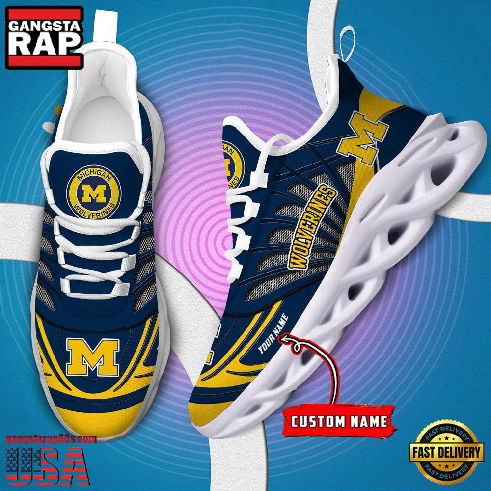 NCAA Michigan Wolverines Custom Name Air Max Shoes Air Cushion Sneakers