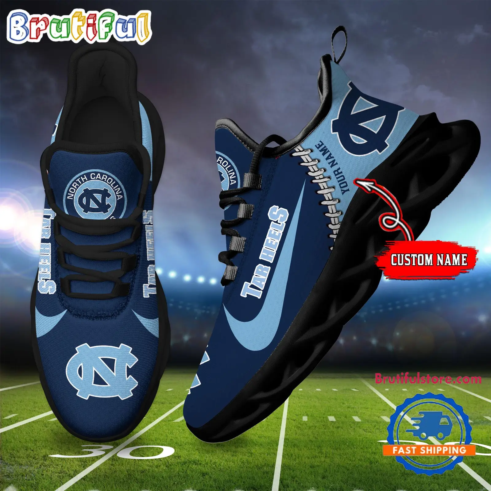 NCAA North Carolina Tar Heels New Season Design Max Soul Shoes Sport Sneaker NCAA North Carolina Tar Heels New Season Design Max Soul Shoes Sport Sneaker - Image 1