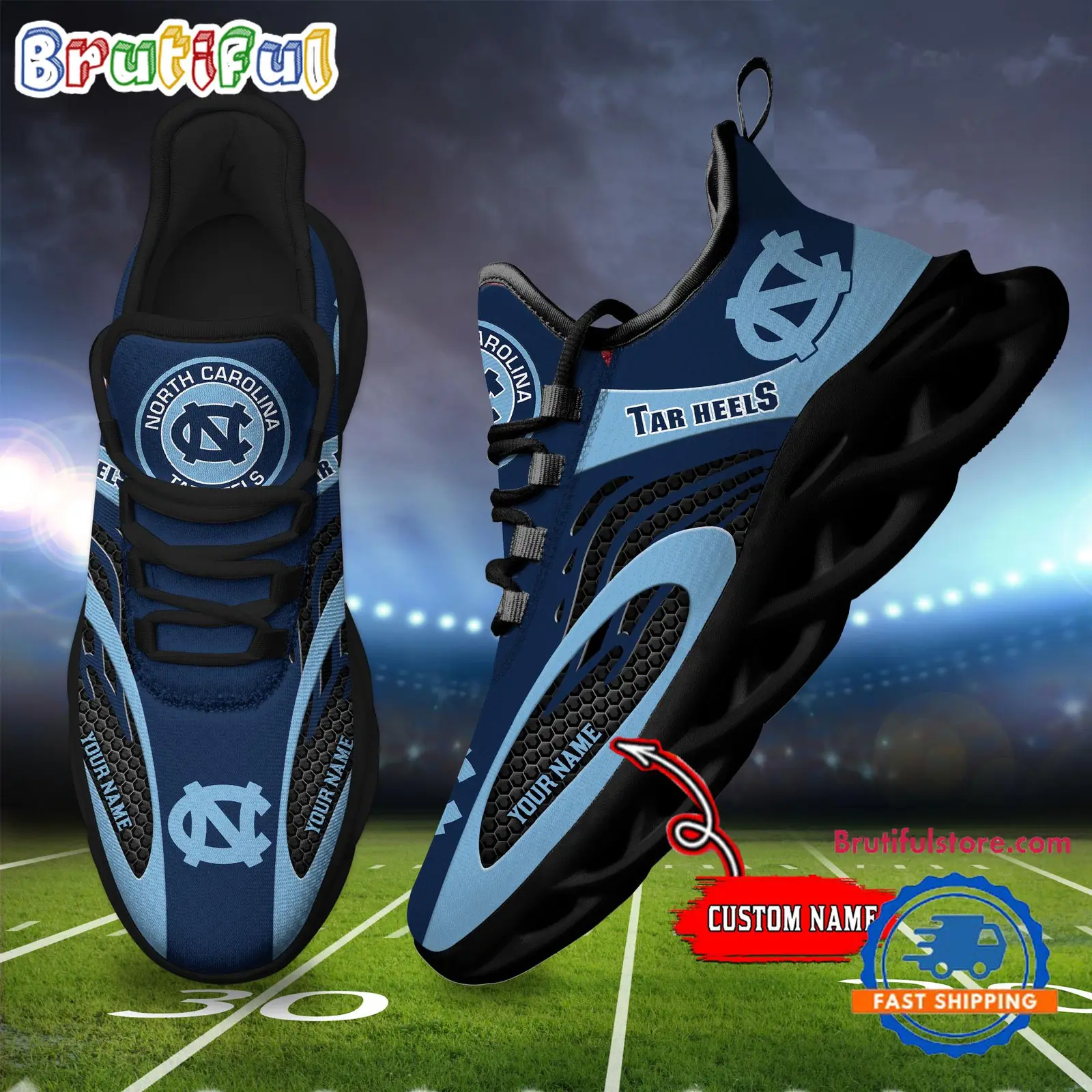 NCAA North Carolina Tar Heels Sport Team New Design Max Soul Shoes Sneaker