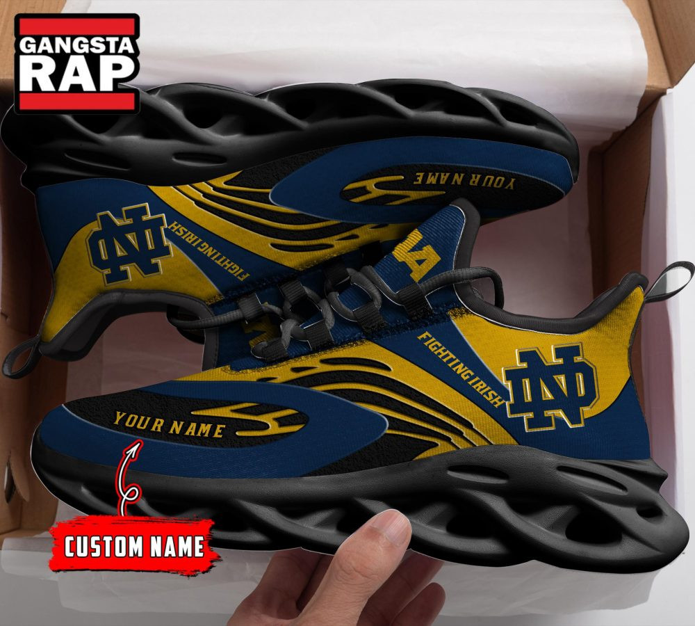 NCAA Notre Dame Fighting Irish Sport Logo Team Custom Name Air Max Shoes Air Cushion Sneakers