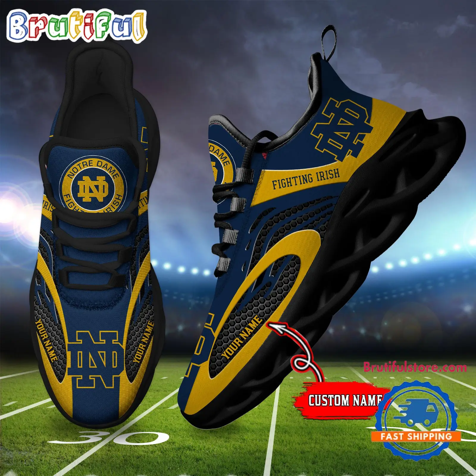 NCAA Notre Dame Fighting Irish Sport Team New Design Max Soul Shoes Sneaker