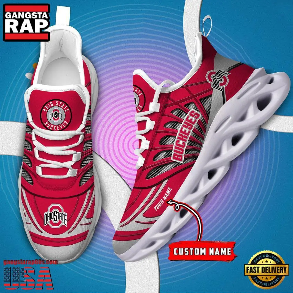 NCAA Ohio State Buckeyes Custom Name Air Max Shoes Air Cushion Sneakers NCAA Ohio State Buckeyes Custom Name Air Max Shoes Air Cushion Sneakers - Image 1