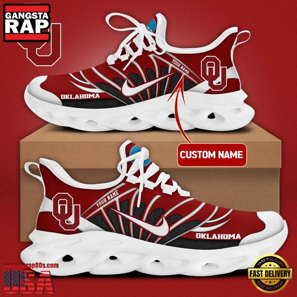 NCAA Oklahoma Sooners Team Logo Custom Name Air Max Shoes Air Cushion Sneakers