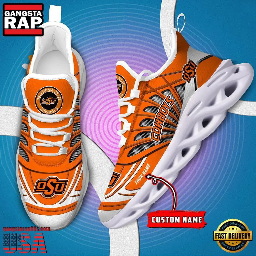 NCAA Oklahoma State Cowboys Custom Name Air Max Shoes Air Cushion Sneakers NCAA Oklahoma State Cowboys Custom Name Air Max Shoes Air Cushion Sneakers - Image 1