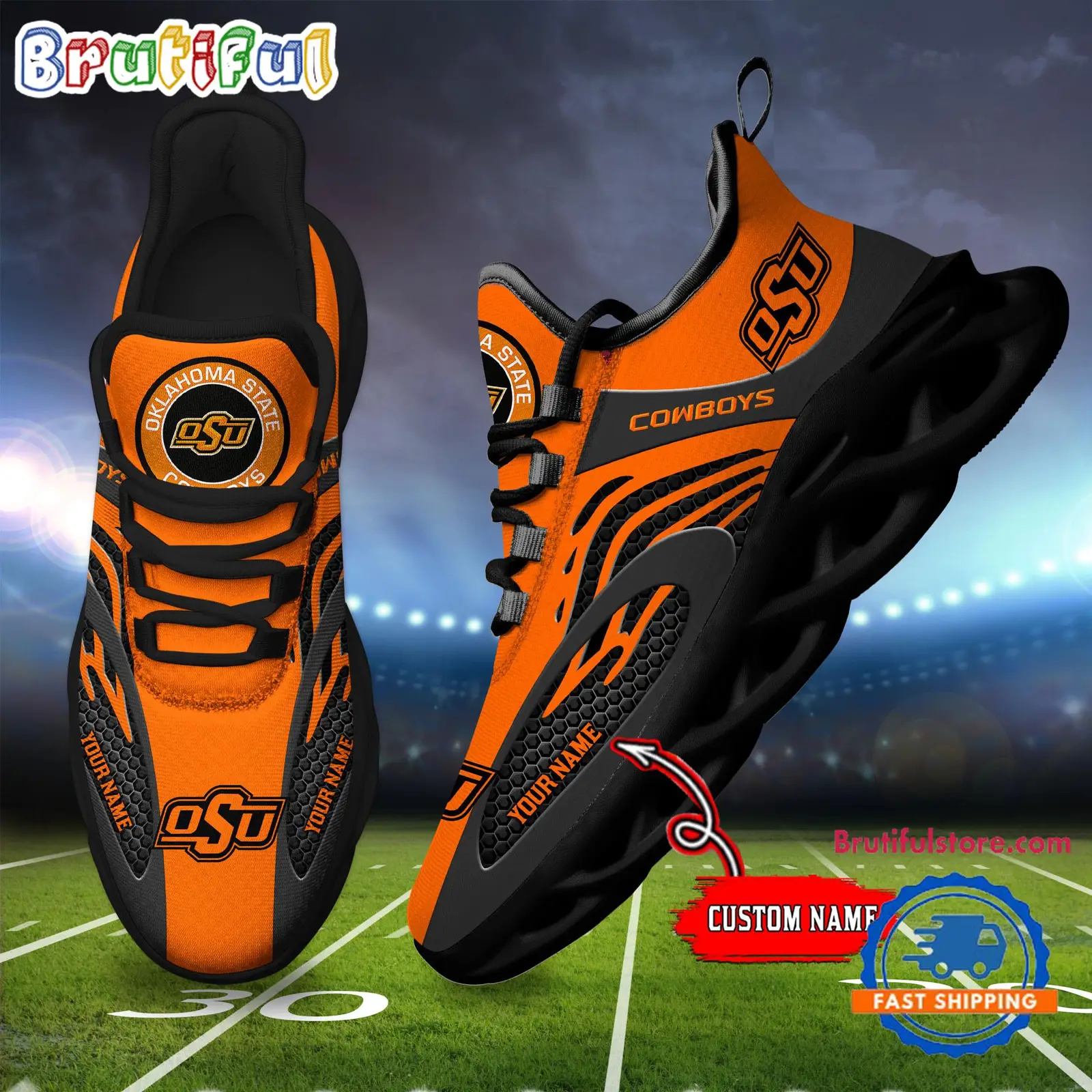 NCAA Oklahoma State Cowboys Sport Team New Design Max Soul Shoes Sneaker
